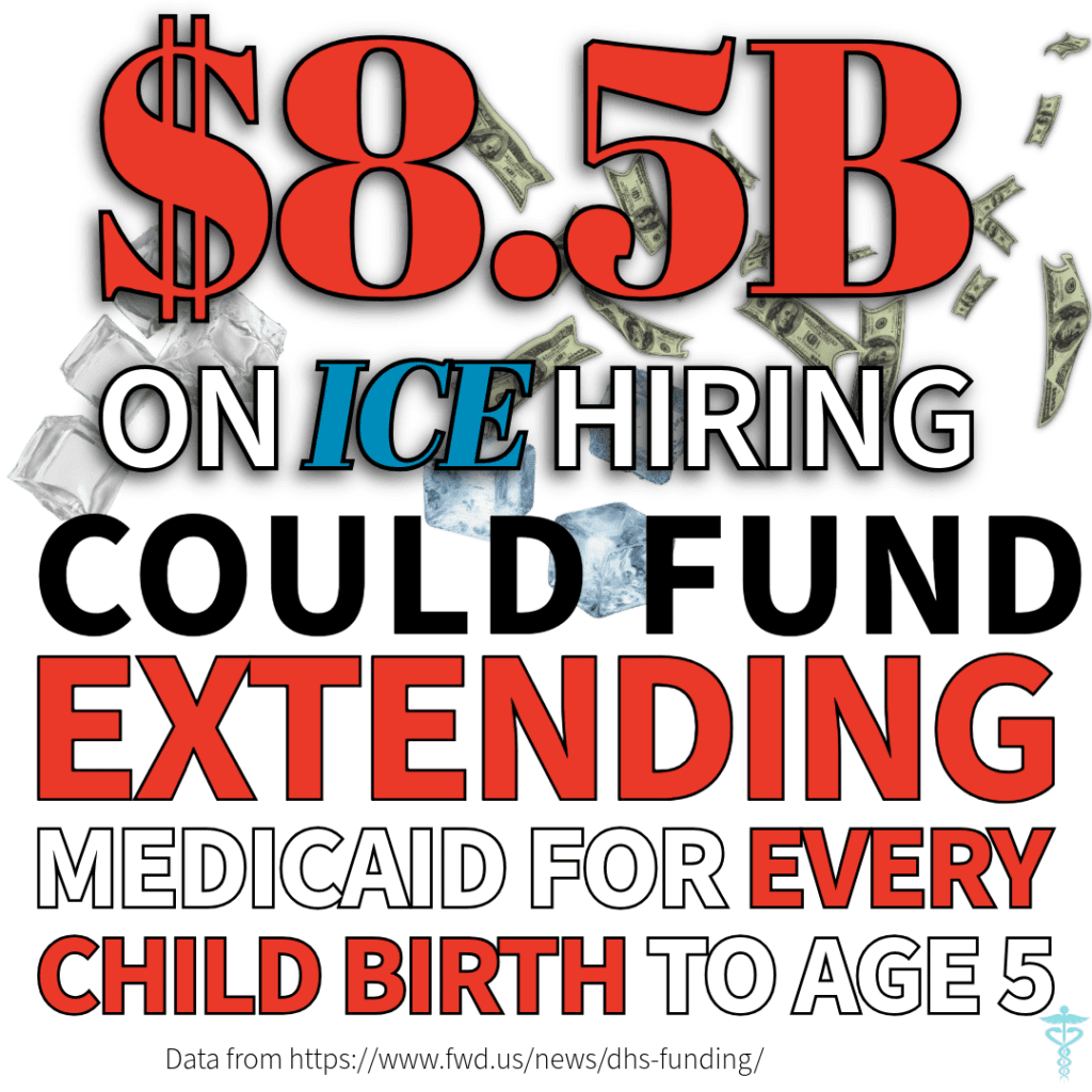 the .5B spent on ICE hiring could fund Medicaid for very child from birth to age 5